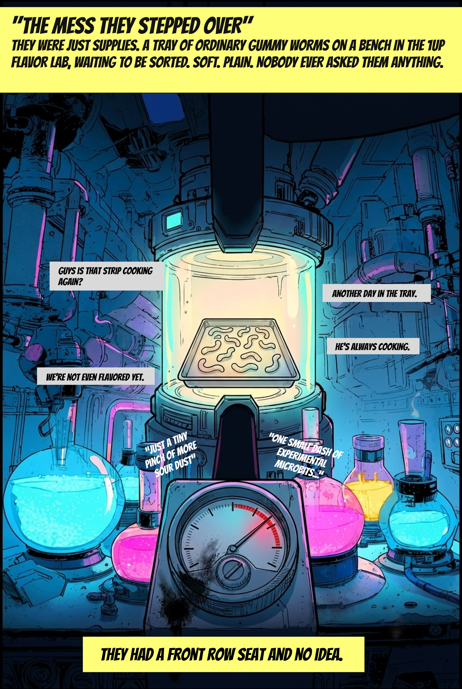 Blasted Mini Worms origin comic panel 1
