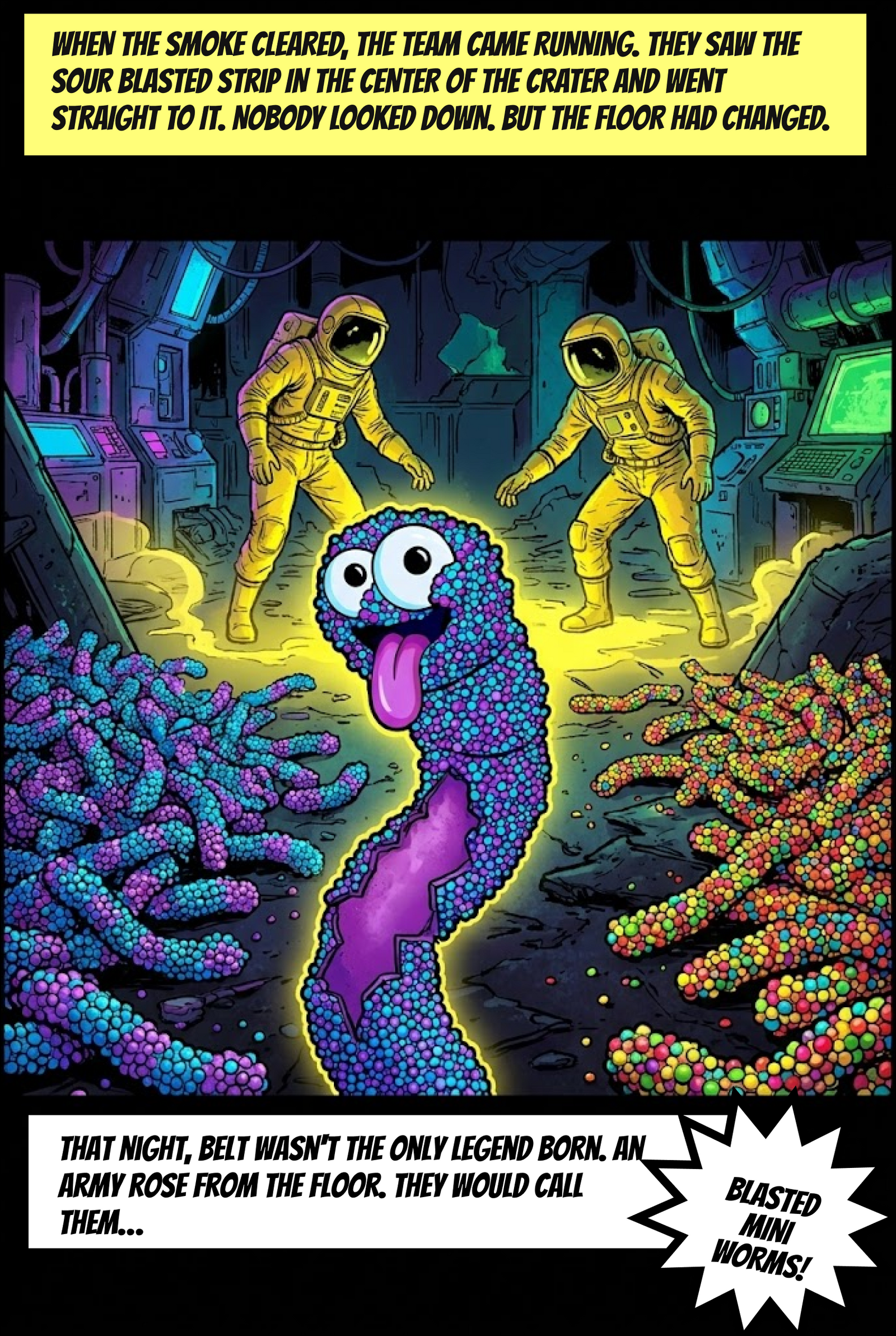 Blasted Mini Worms origin comic panel 3