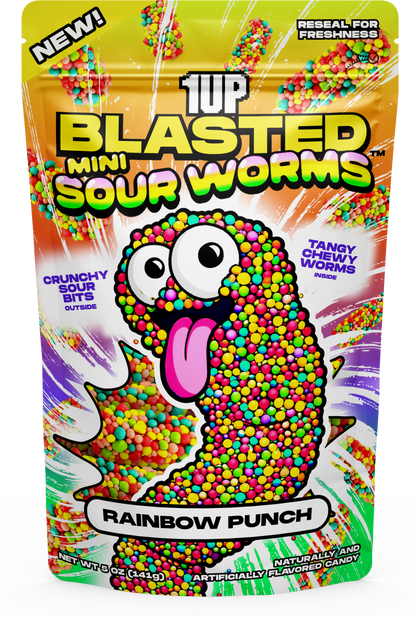 Rainbow Blasted Mini Gummy Worms bag front